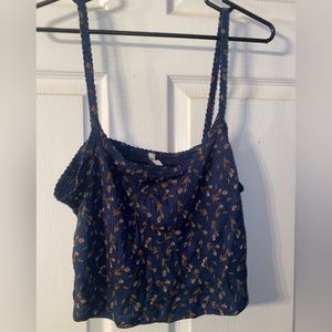 NWT free people cropped navy blue floral tank XL